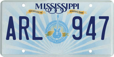 MS license plate ARL947
