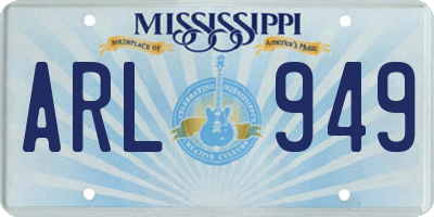 MS license plate ARL949