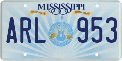 MS license plate ARL953