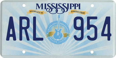 MS license plate ARL954