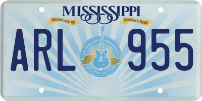 MS license plate ARL955