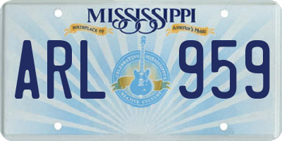 MS license plate ARL959