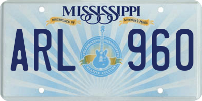 MS license plate ARL960
