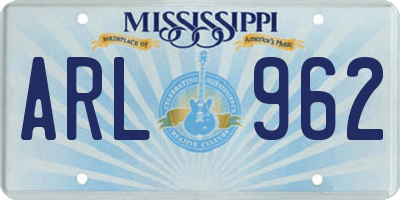 MS license plate ARL962