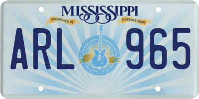 MS license plate ARL965