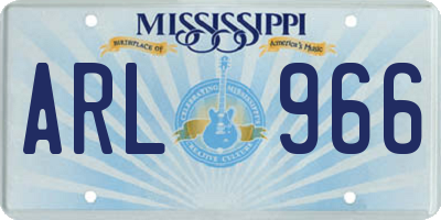 MS license plate ARL966