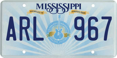 MS license plate ARL967