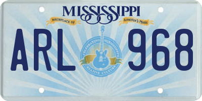 MS license plate ARL968