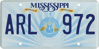 MS license plate ARL972