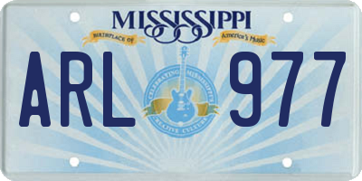 MS license plate ARL977