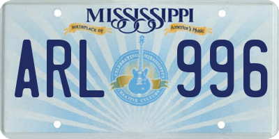 MS license plate ARL996
