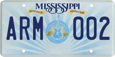 MS license plate ARM002