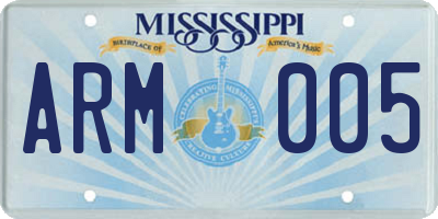 MS license plate ARM005
