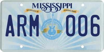 MS license plate ARM006