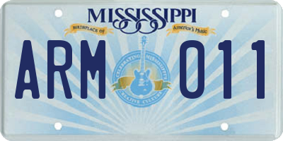 MS license plate ARM011