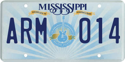 MS license plate ARM014