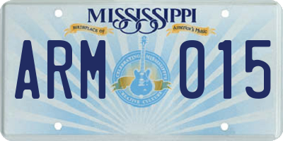 MS license plate ARM015