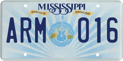 MS license plate ARM016