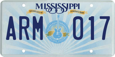 MS license plate ARM017