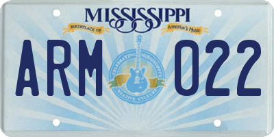 MS license plate ARM022
