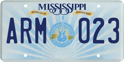 MS license plate ARM023