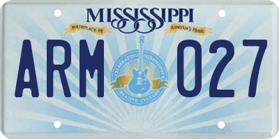 MS license plate ARM027