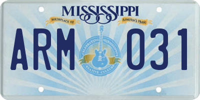 MS license plate ARM031