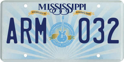 MS license plate ARM032