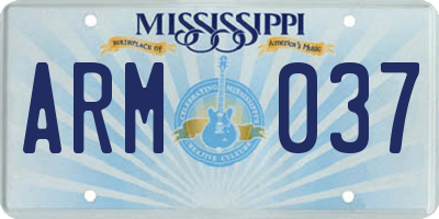 MS license plate ARM037