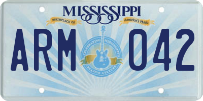 MS license plate ARM042
