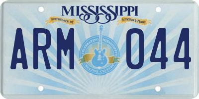 MS license plate ARM044