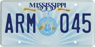 MS license plate ARM045