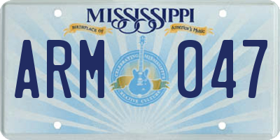 MS license plate ARM047