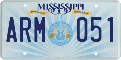 MS license plate ARM051
