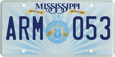 MS license plate ARM053