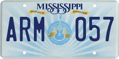 MS license plate ARM057