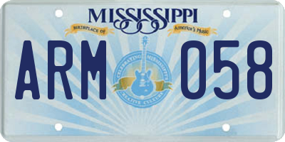 MS license plate ARM058