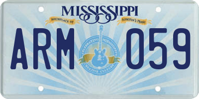 MS license plate ARM059