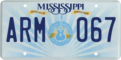 MS license plate ARM067