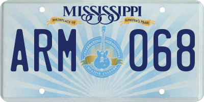 MS license plate ARM068