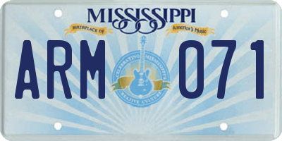 MS license plate ARM071