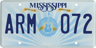 MS license plate ARM072