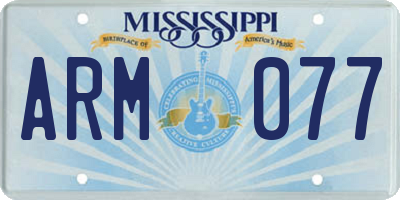 MS license plate ARM077