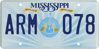 MS license plate ARM078