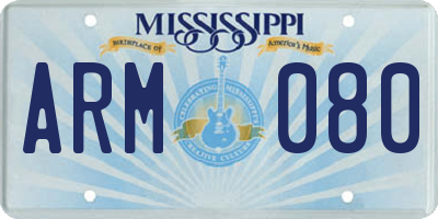 MS license plate ARM080