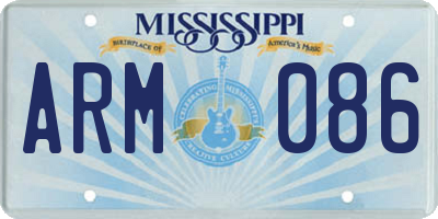 MS license plate ARM086