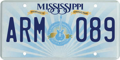 MS license plate ARM089