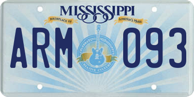 MS license plate ARM093