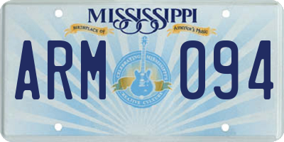 MS license plate ARM094