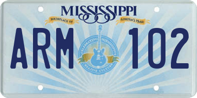 MS license plate ARM102
